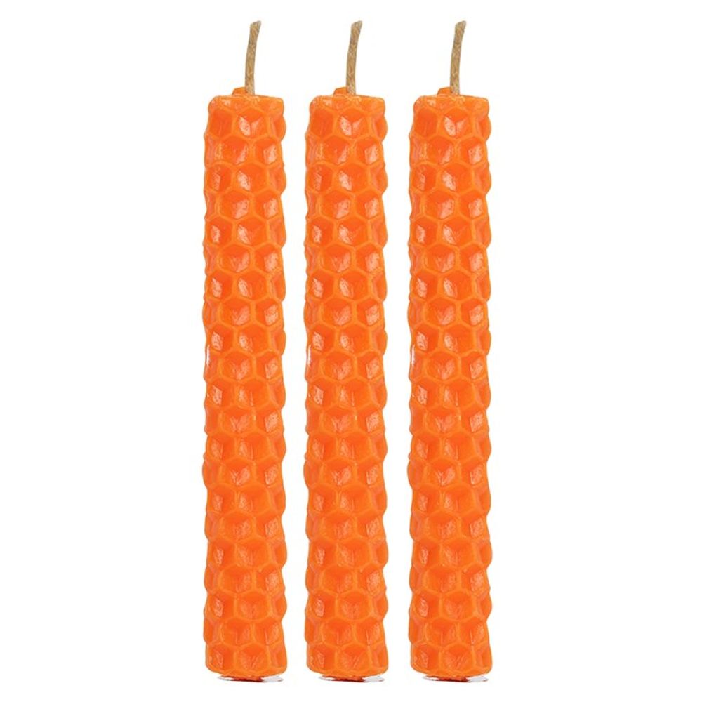 Set of 6 Orange Beeswax Spell Candles