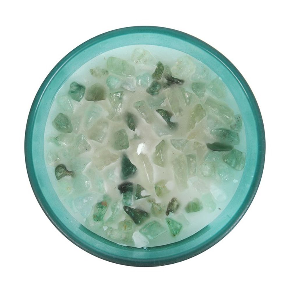 Heart Chakra Mint Crystal Chip Candle