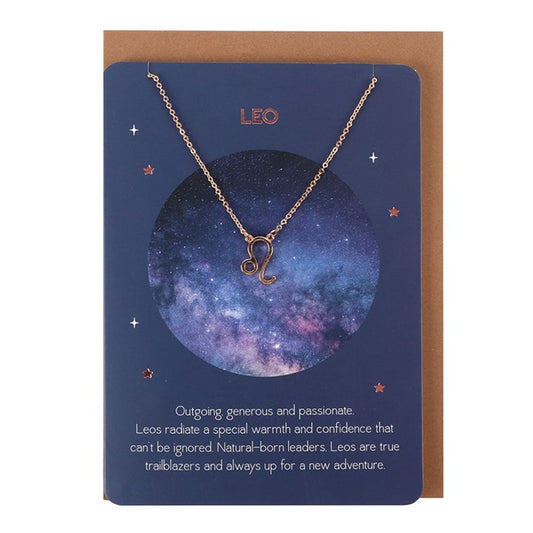 Leo Zodiac Necklace Card