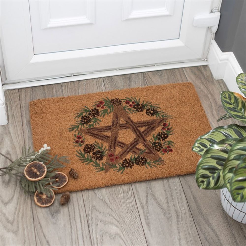 Natural Winter Solstice Pentagram Doormat