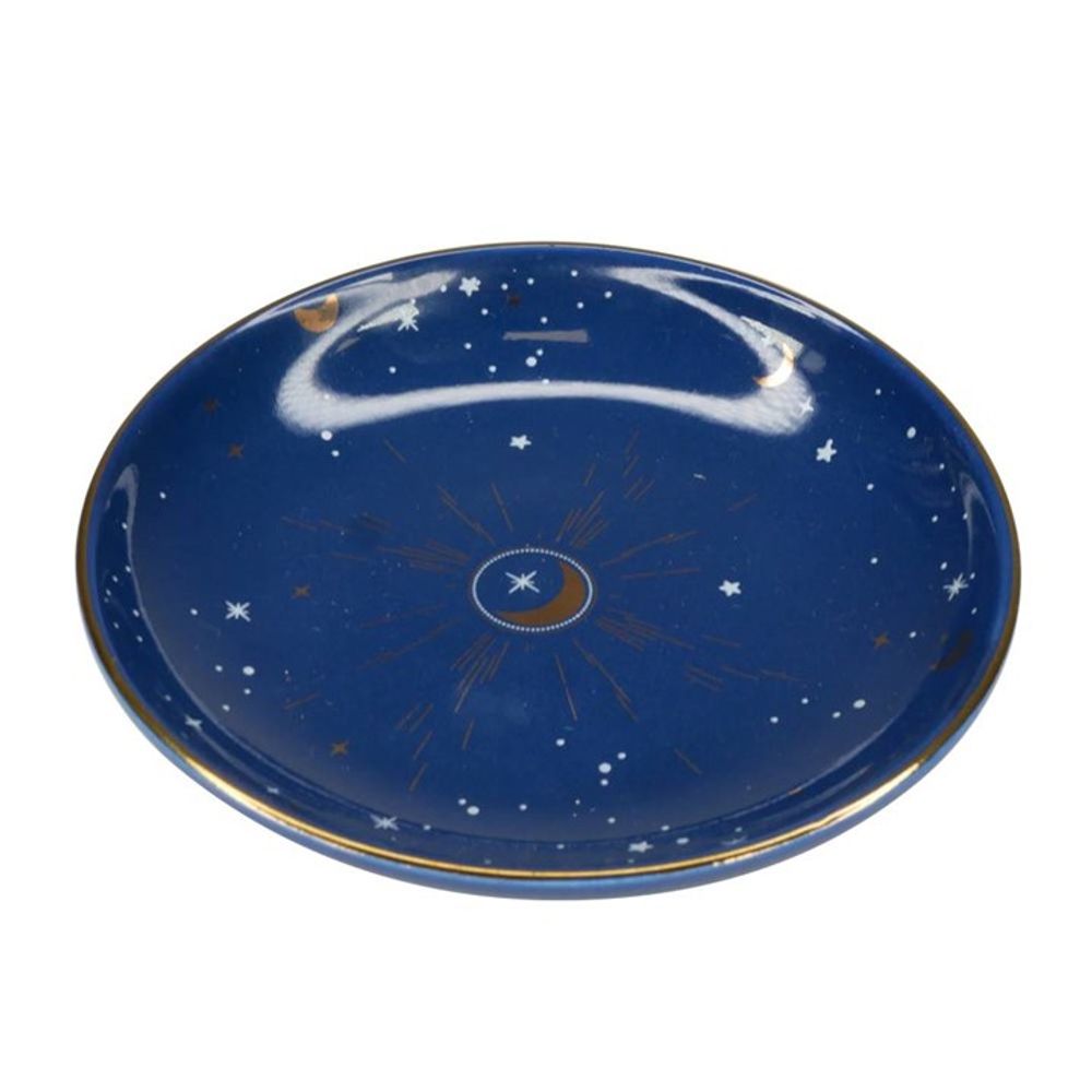 10.5cm Ceramic Blue Crescent Moon Trinket Dish