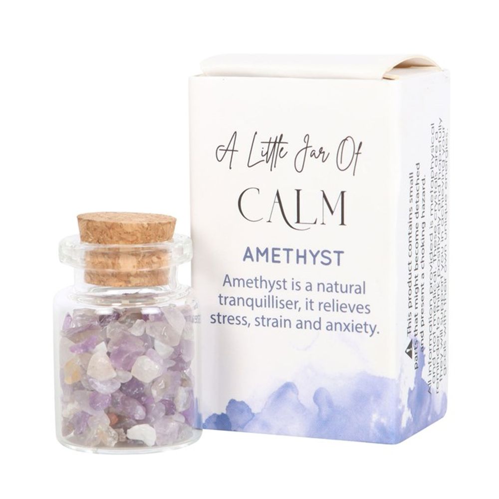 Jar of Calm Amethyst Crystal in a Matchbox