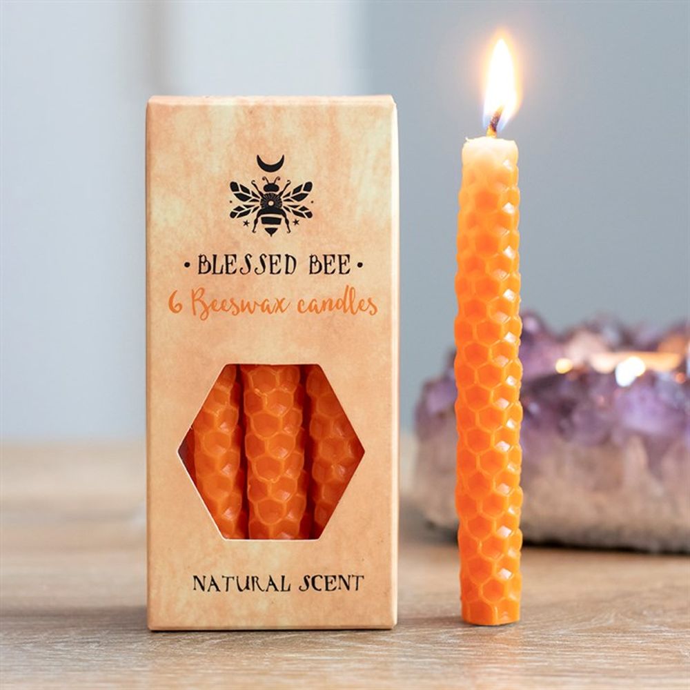 Set of 6 Orange Beeswax Spell Candles